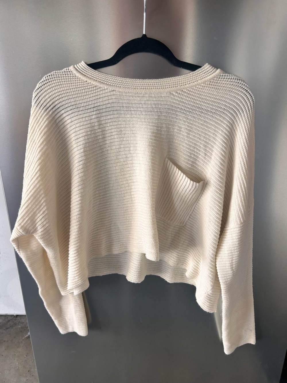 DRE922 FAVLUX boxy ribbed oversized crop cream cropped sweater size L